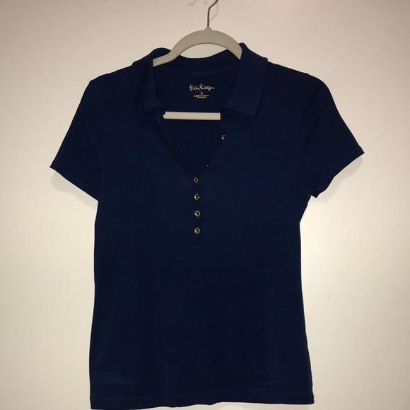 Lilly Pulitzer Women's Navy Button Down Polo reema - Picture 1 of 3